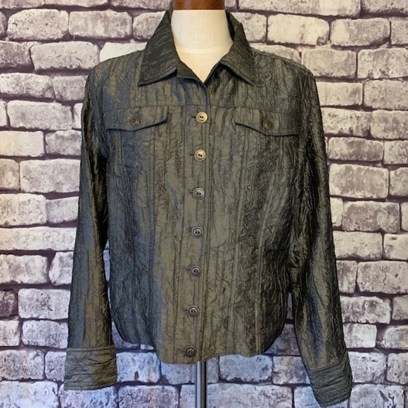 Chico's Jackets & Blazers - Chico's Shiny Puckered Fabric Jacket Size L